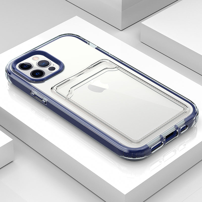 TPU + PC Clear Lightweight Shockproof Anti-Drop Bumper Protective Case with Card Holder for iPhone 13 Pro 6.1 inch