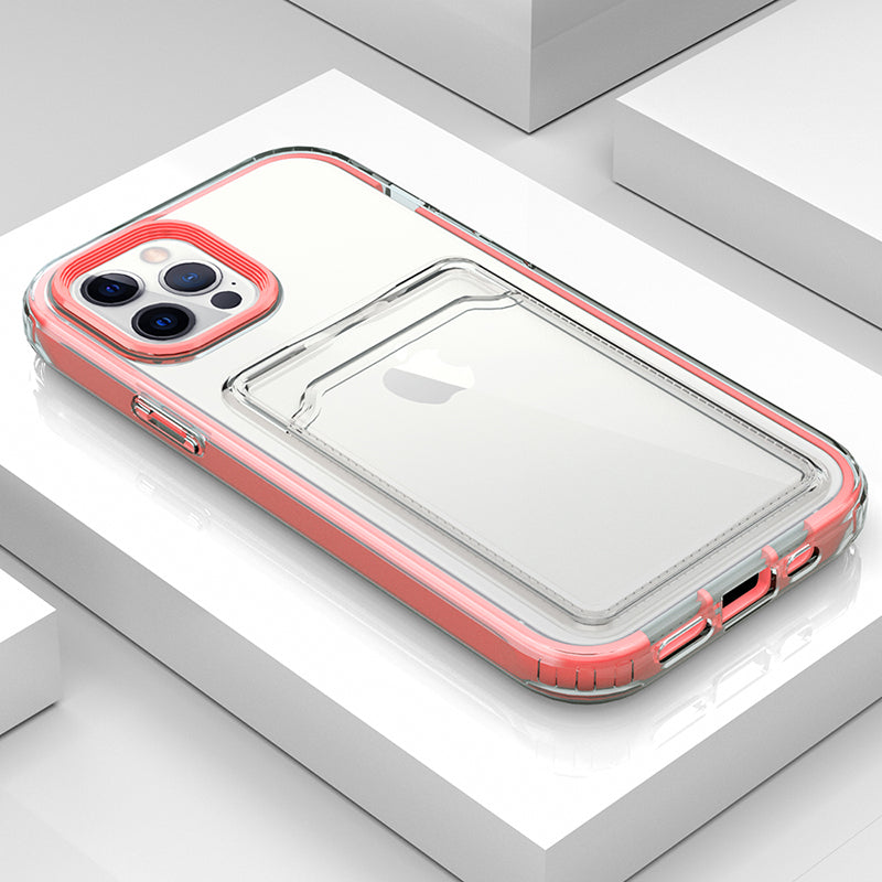 TPU + PC Clear Lightweight Shockproof Anti-Drop Bumper Protective Case with Card Holder for iPhone 13 Pro 6.1 inch