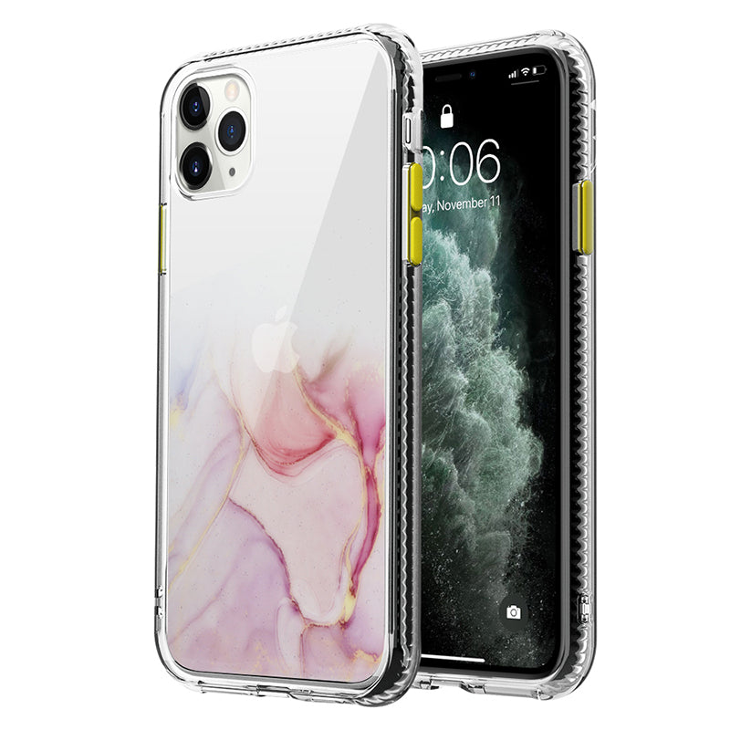 Marble Pattern Back Protector Shell TPU + Acrylic Combo Case for iPhone 13 Pro Max 6.7 inch