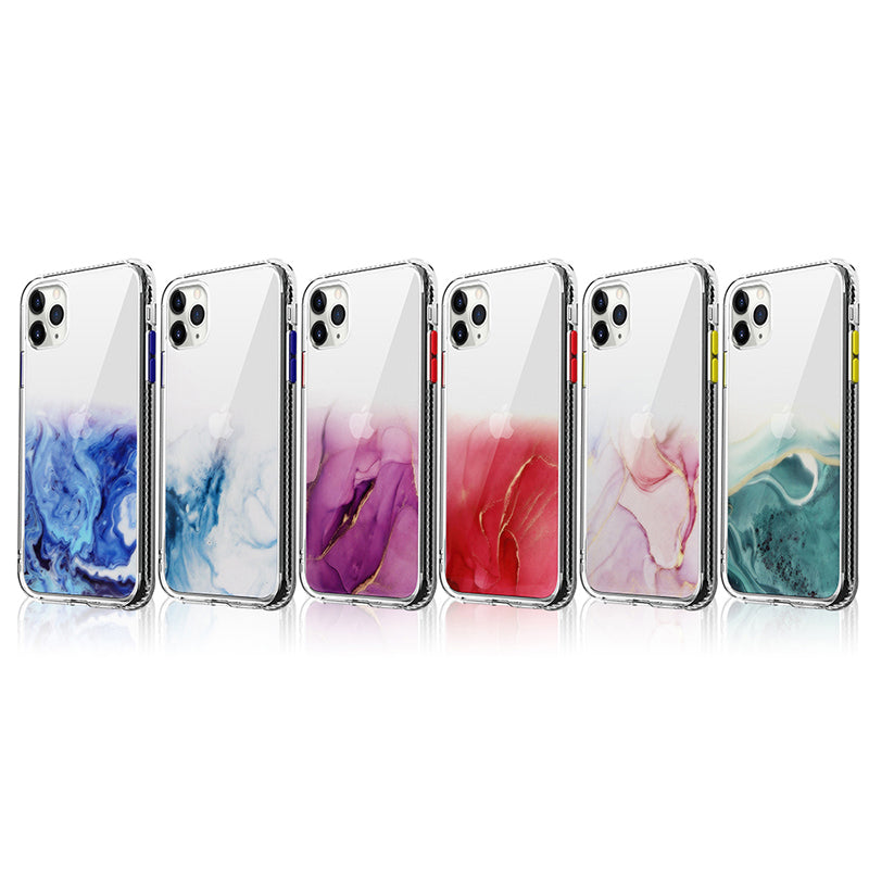 Marble Pattern Back Protector Shell TPU + Acrylic Combo Case for iPhone 13 Pro Max 6.7 inch