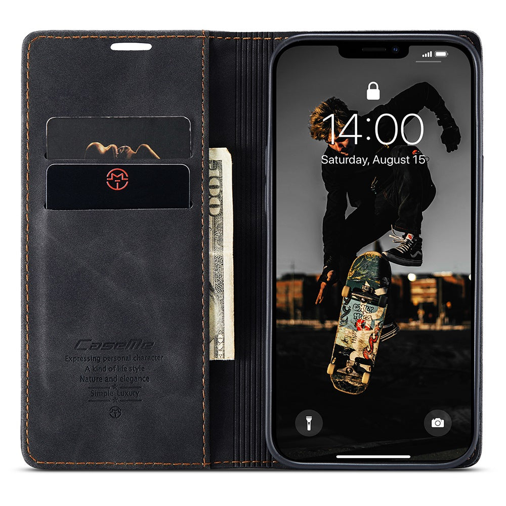 CASEME 013 Series Wallet Stand All-round Protection PU Leather Shell Case for iPhone 13 Pro Max 6.7 inch