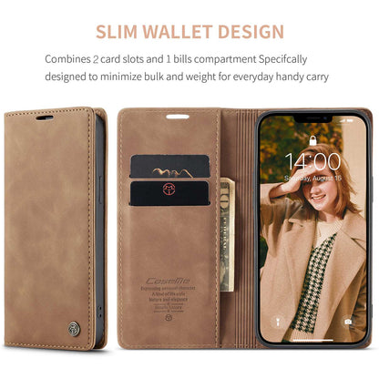 CASEME 013 Series Wallet Stand All-round Protection PU Leather Shell Case for iPhone 13 Pro Max 6.7 inch
