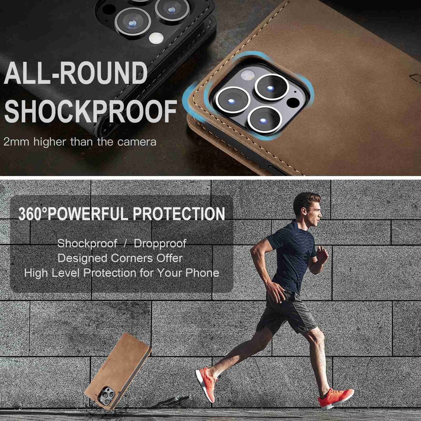 CASEME 013 Series Wallet Stand All-round Protection PU Leather Shell Case for iPhone 13 Pro Max 6.7 inch