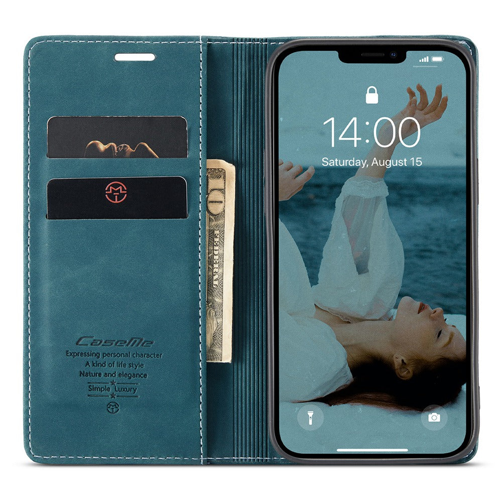 CASEME 013 Series Wallet Stand All-round Protection PU Leather Shell Case for iPhone 13 Pro Max 6.7 inch