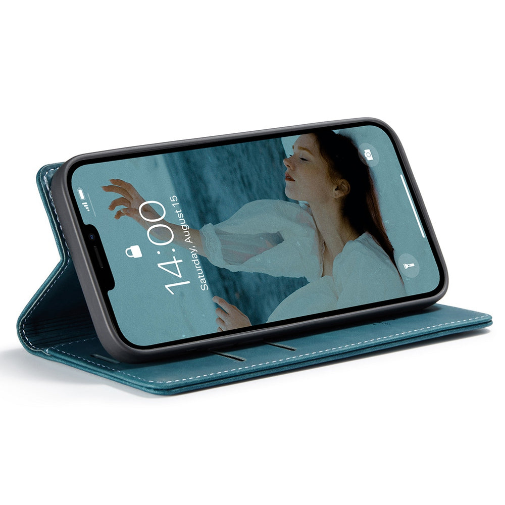 CASEME 013 Series Wallet Stand All-round Protection PU Leather Shell Case for iPhone 13 Pro Max 6.7 inch