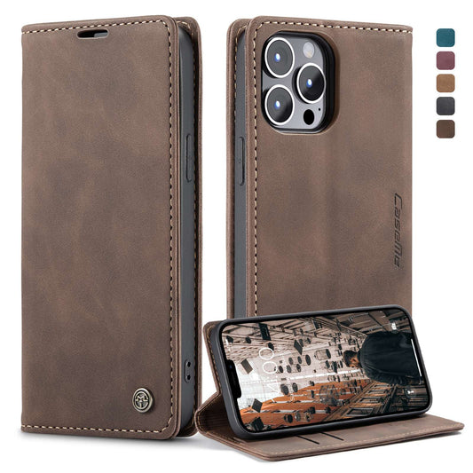 CASEME 013 Series Wallet Stand All-round Protection PU Leather Shell Case for iPhone 13 Pro Max 6.7 inch
