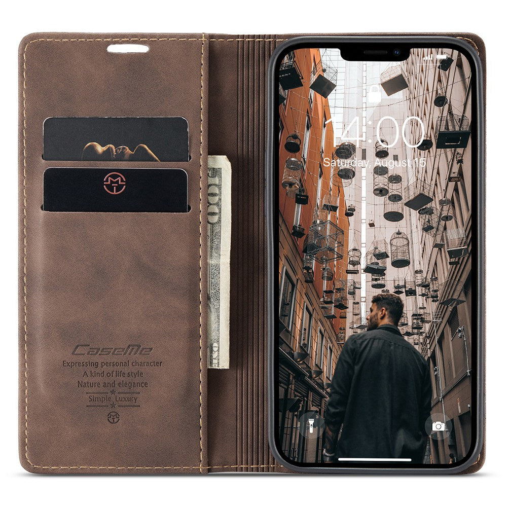 CASEME 013 Series Wallet Stand All-round Protection PU Leather Shell Case for iPhone 13 Pro Max 6.7 inch