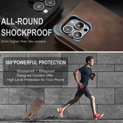 CASEME 013 Series Wallet Stand All-round Protection PU Leather Shell Case for iPhone 13 Pro Max 6.7 inch