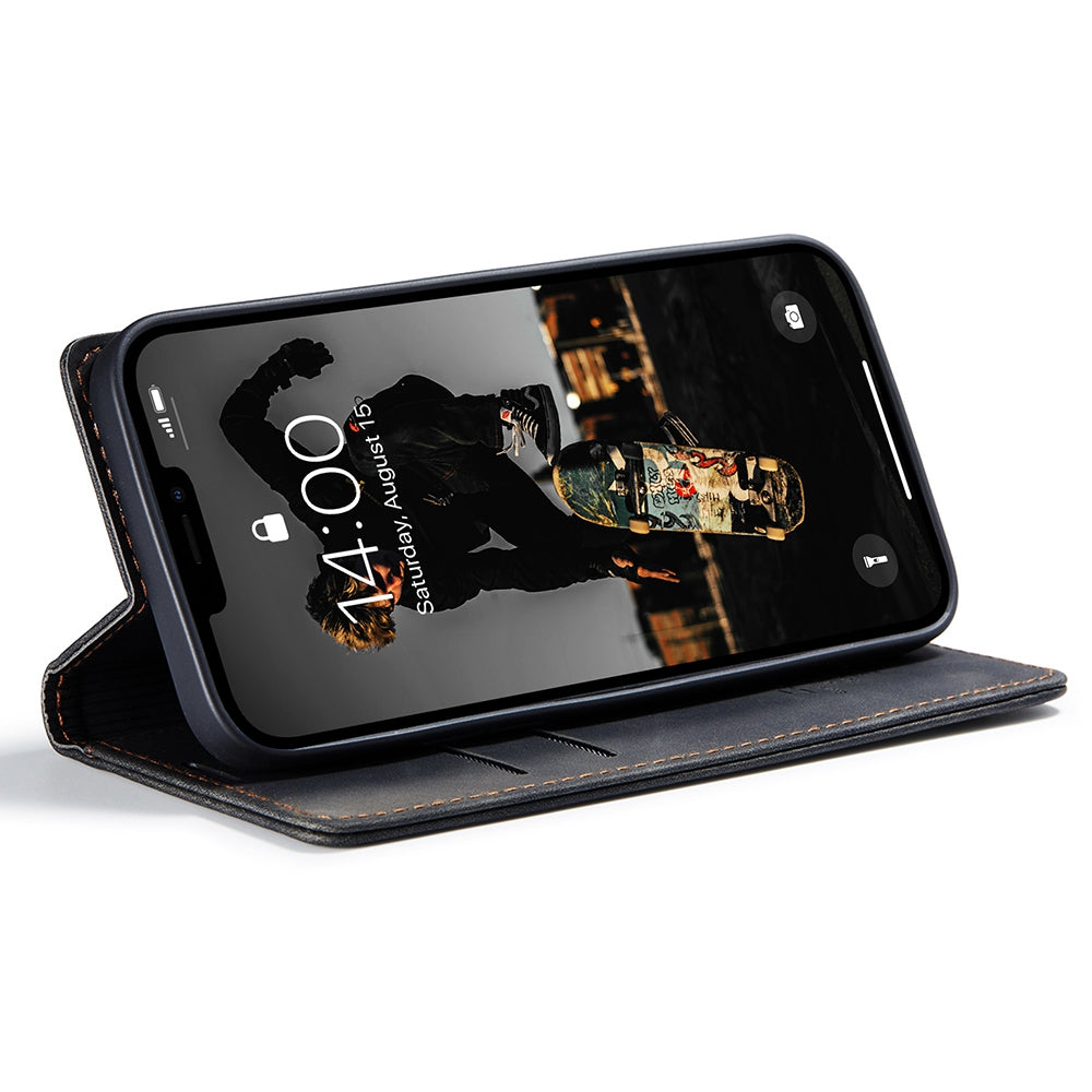 CASEME 013 Series Shockproof PU Leather Wallet Shell Case with Stand for iPhone 13 Pro 6.1 inch