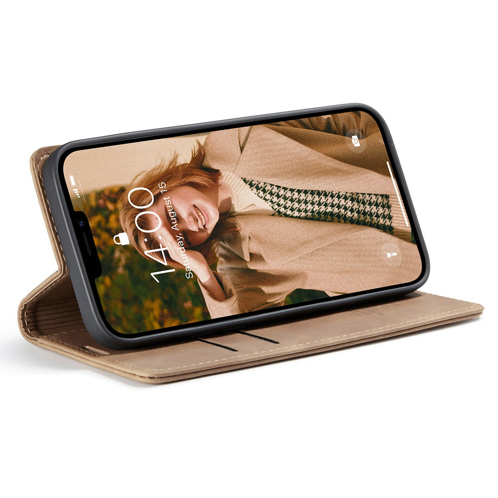 CASEME 013 Series Shockproof PU Leather Wallet Shell Case with Stand for iPhone 13 Pro 6.1 inch