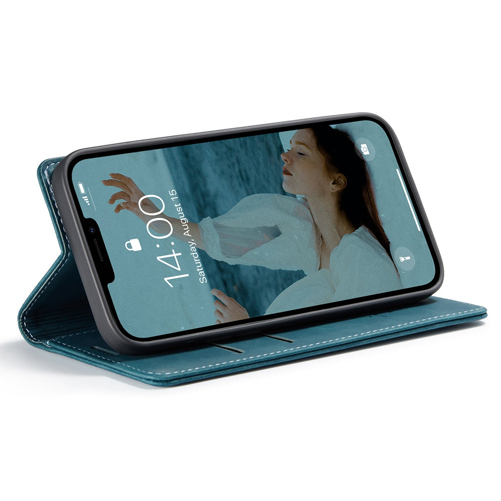 CASEME 013 Series Shockproof PU Leather Wallet Shell Case with Stand for iPhone 13 Pro 6.1 inch