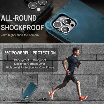 CASEME 013 Series Shockproof PU Leather Wallet Shell Case with Stand for iPhone 13 Pro 6.1 inch