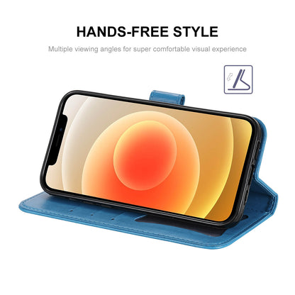 HAT PRINCE PU Leather Imprinting Flower Leather Phone Cover Wallet Case for iPhone 13 Pro 6.1 inch
