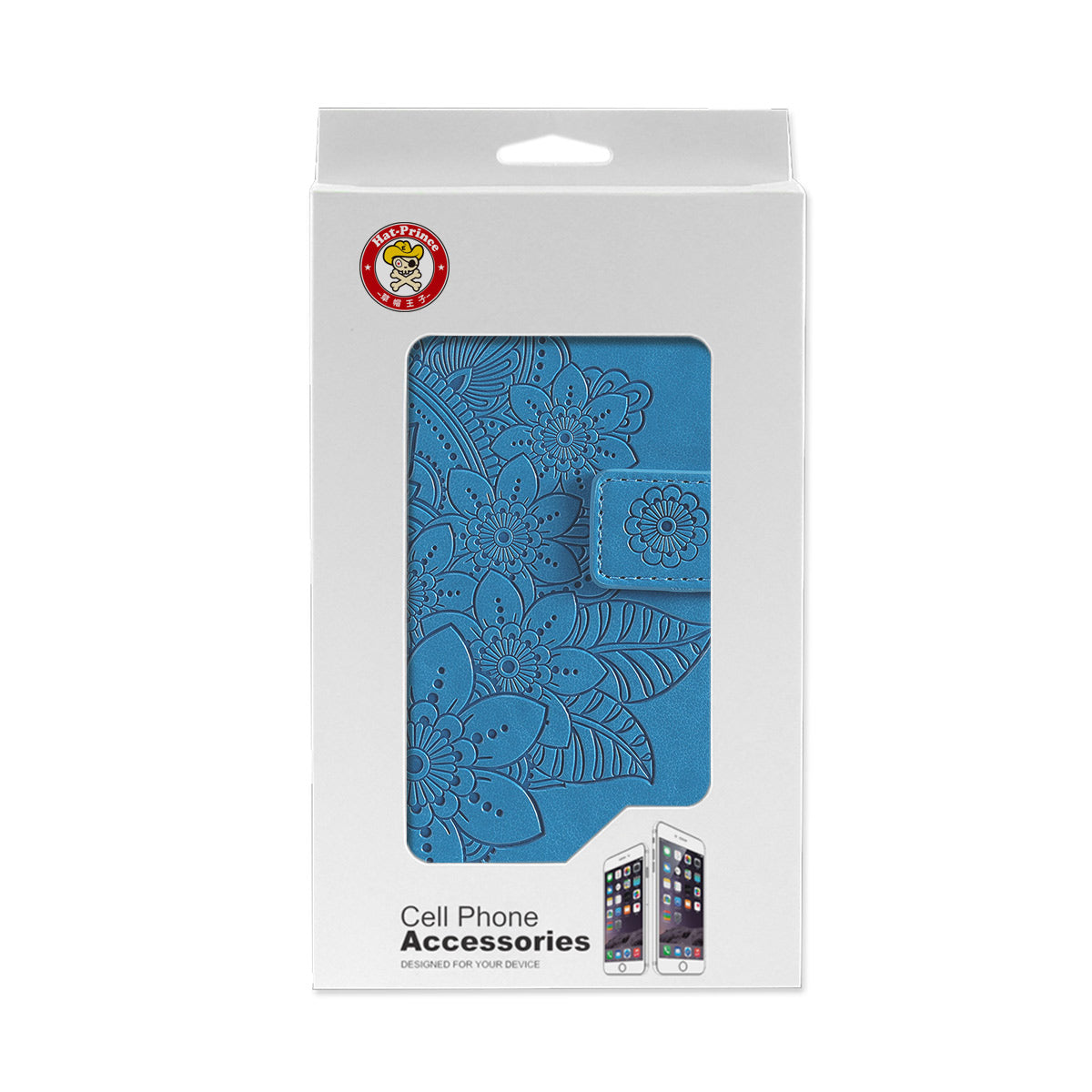 HAT PRINCE PU Leather Imprinting Flower Leather Phone Cover Wallet Case for iPhone 13 Pro 6.1 inch