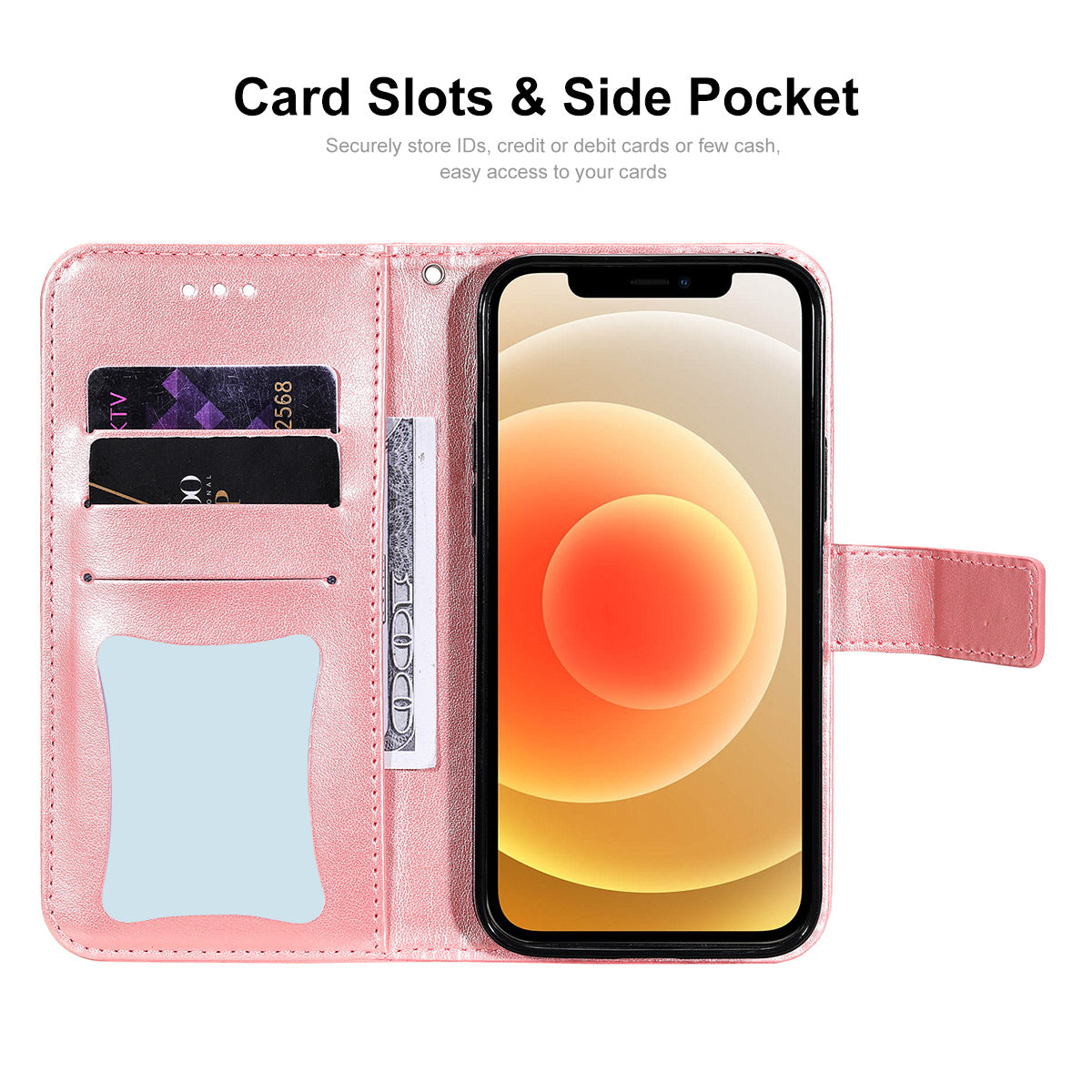 HAT PRINCE PU Leather Imprinting Flower Leather Phone Cover Wallet Case for iPhone 13 Pro 6.1 inch