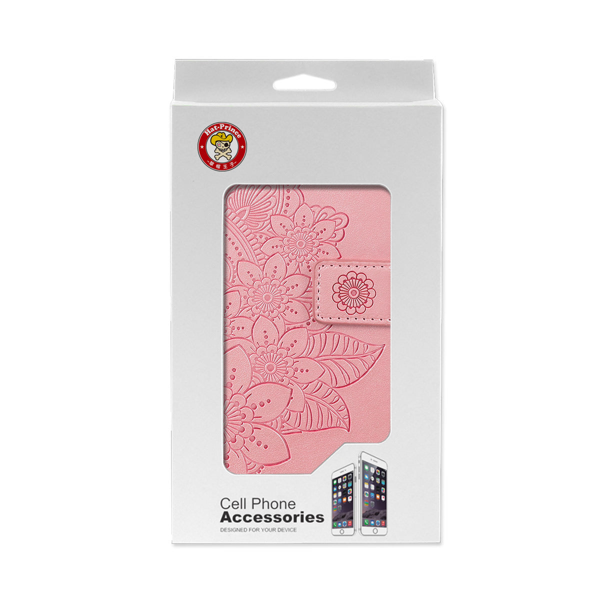 HAT PRINCE PU Leather Imprinting Flower Leather Phone Cover Wallet Case for iPhone 13 Pro 6.1 inch