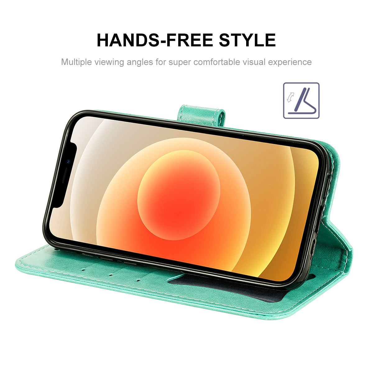 HAT PRINCE PU Leather Imprinting Flower Leather Phone Cover Wallet Case for iPhone 13 Pro 6.1 inch