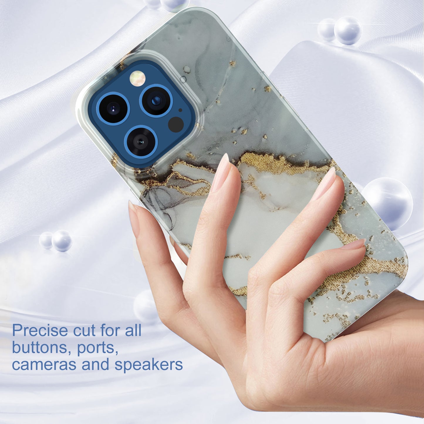 GW18 IMD Glittering Power Marble Pattern Full-Coverage Cell Phone Case for iPhone 13 Pro 6.1 inch