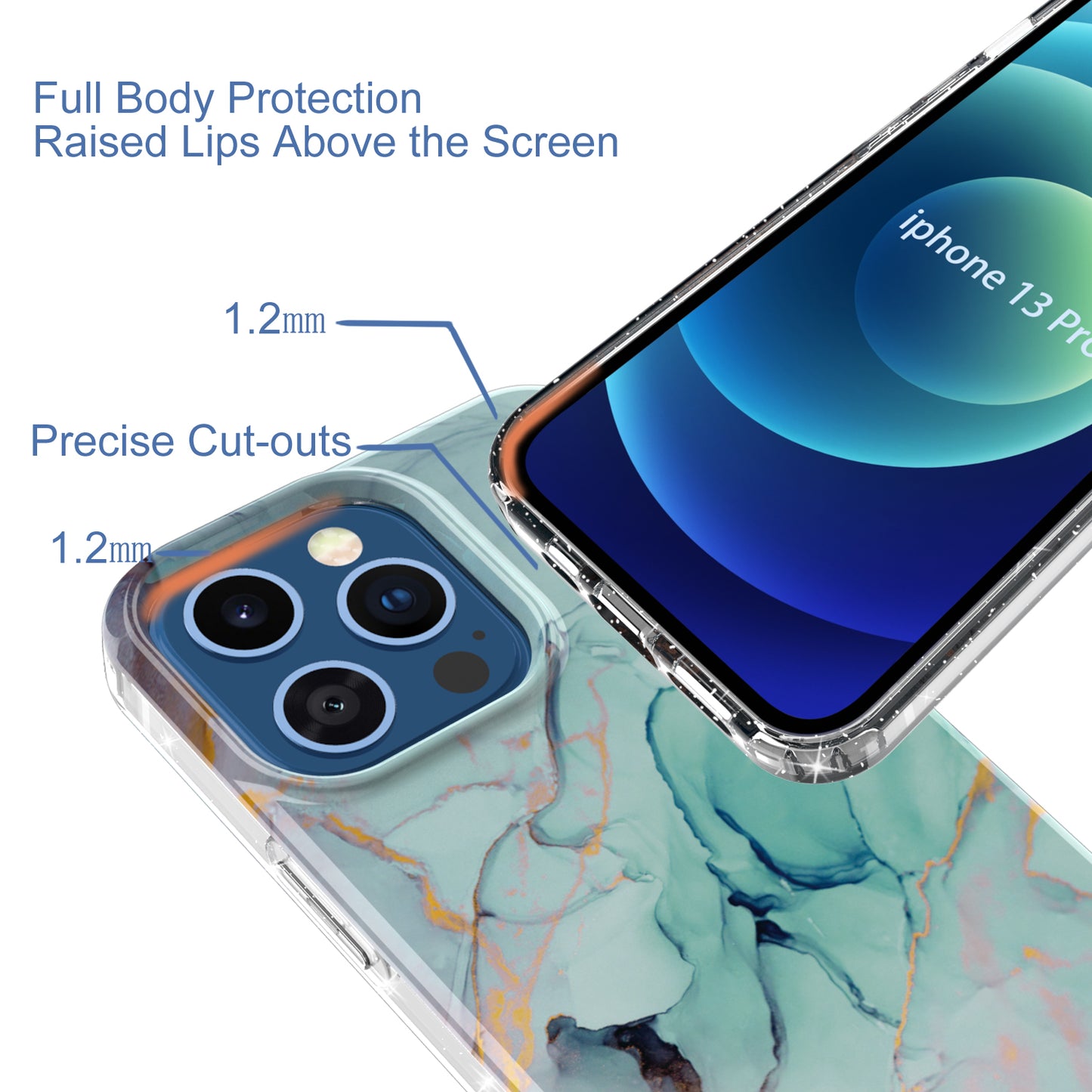 GW18 IMD Glittering Power Marble Pattern Full-Coverage Cell Phone Case for iPhone 13 Pro 6.1 inch