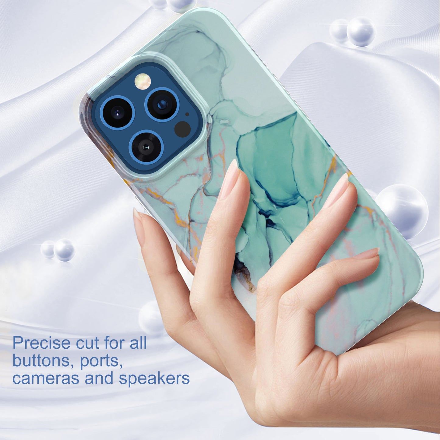 GW18 IMD Glittering Power Marble Pattern Full-Coverage Cell Phone Case for iPhone 13 Pro 6.1 inch