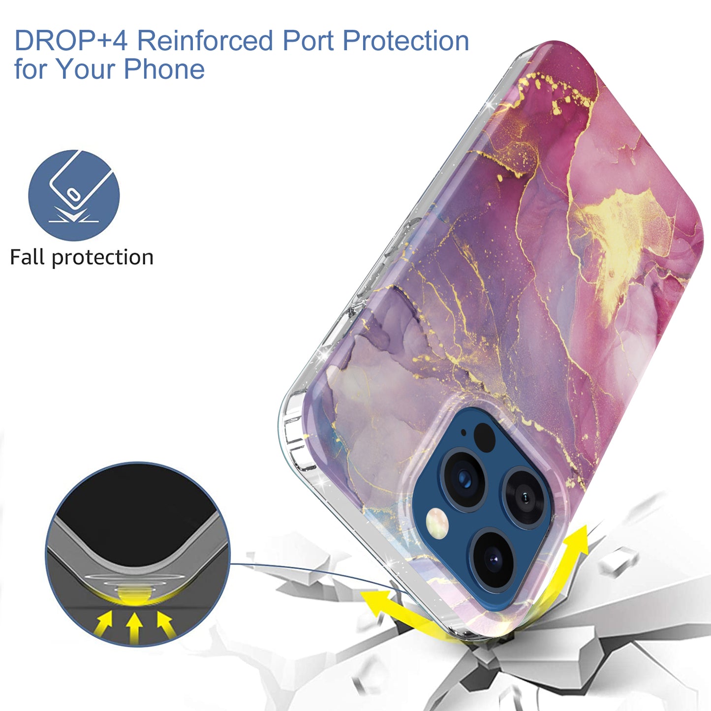 GW18 IMD Glittering Power Marble Pattern Full-Coverage Cell Phone Case for iPhone 13 Pro 6.1 inch