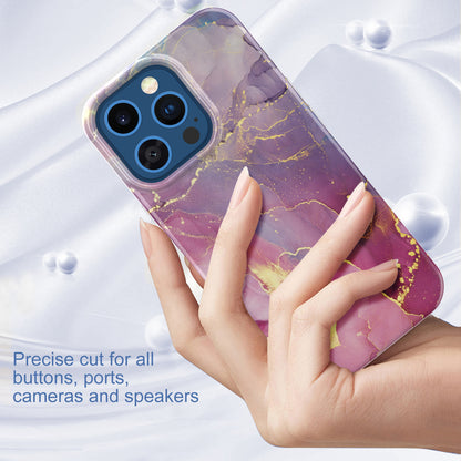 GW18 IMD Glittering Power Marble Pattern Full-Coverage Cell Phone Case for iPhone 13 Pro 6.1 inch