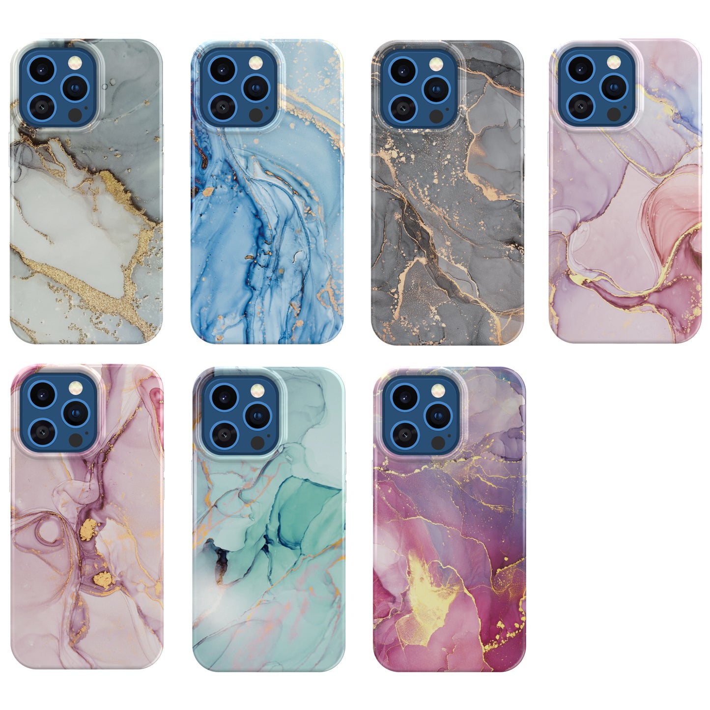 GW18 IMD Glittering Power Marble Pattern Full-Coverage Cell Phone Case for iPhone 13 Pro 6.1 inch