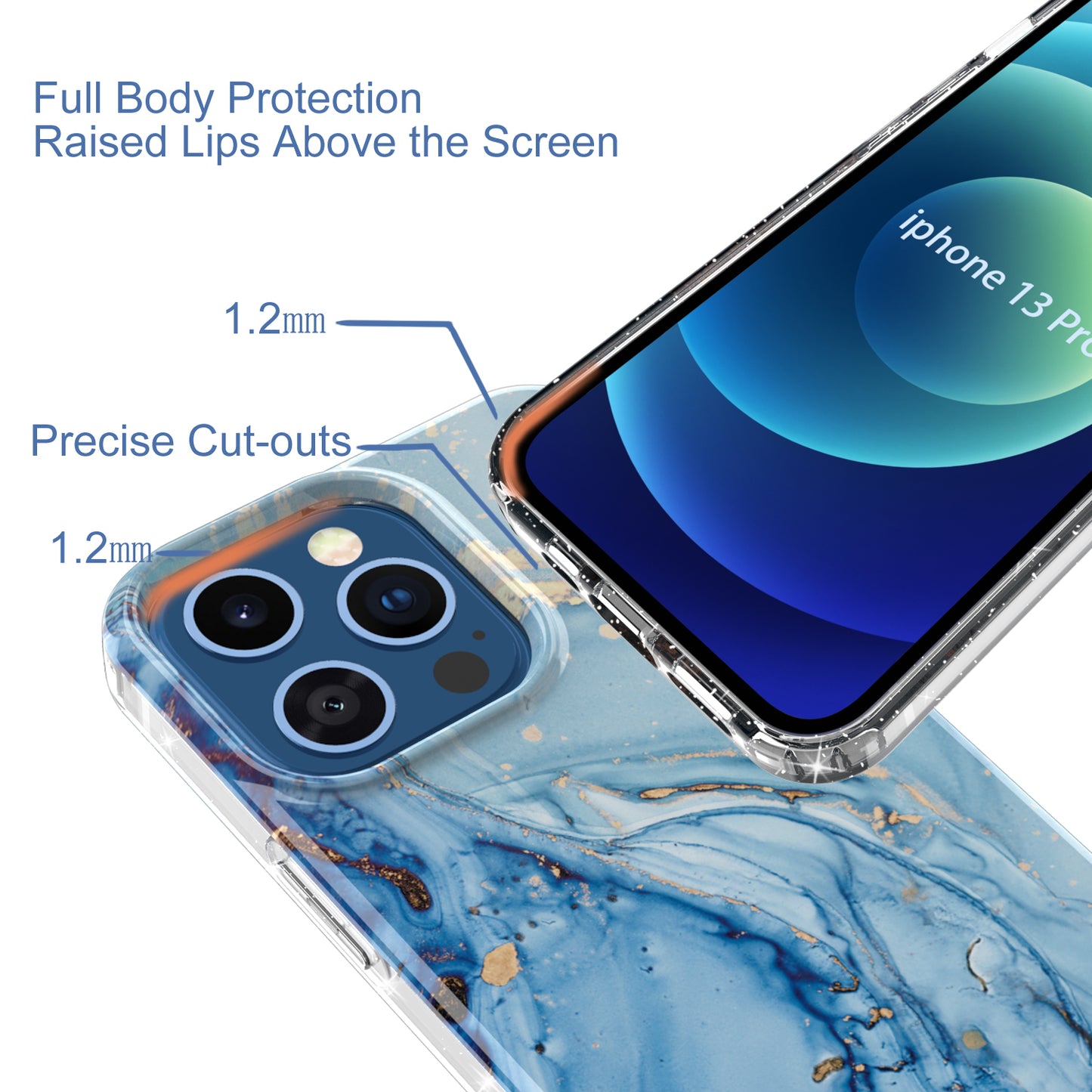 GW18 IMD Glittering Power Marble Pattern Full-Coverage Cell Phone Case for iPhone 13 Pro 6.1 inch