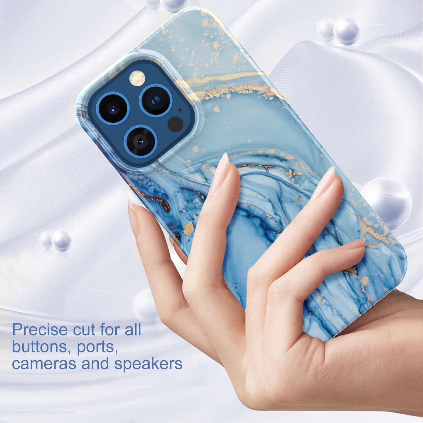GW18 IMD Glittering Power Marble Pattern Full-Coverage Cell Phone Case for iPhone 13 Pro 6.1 inch