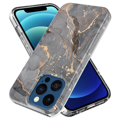 GW18 IMD Glittering Power Marble Pattern Full-Coverage Cell Phone Case for iPhone 13 Pro 6.1 inch