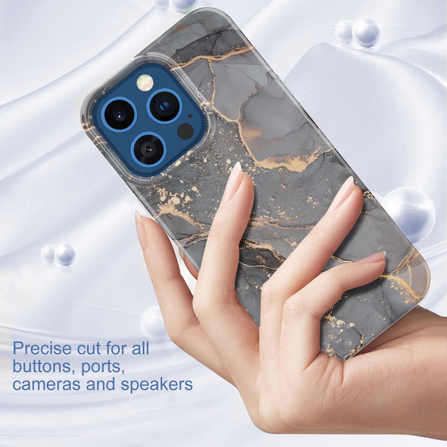 GW18 IMD Glittering Power Marble Pattern Full-Coverage Cell Phone Case for iPhone 13 Pro 6.1 inch