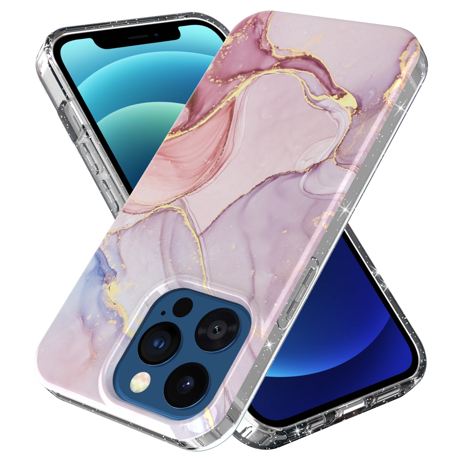 GW18 IMD Glittering Power Marble Pattern Full-Coverage Cell Phone Case for iPhone 13 Pro 6.1 inch