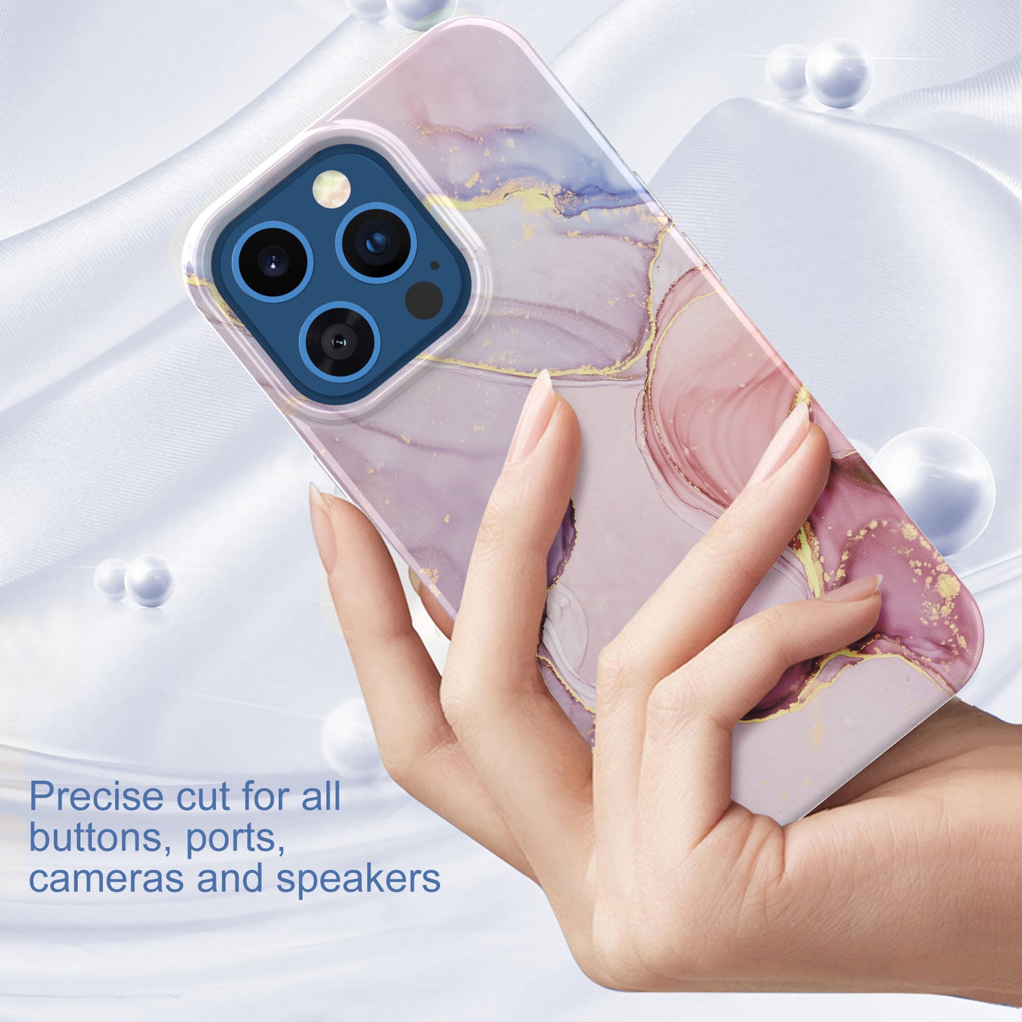 GW18 IMD Glittering Power Marble Pattern Full-Coverage Cell Phone Case for iPhone 13 Pro 6.1 inch