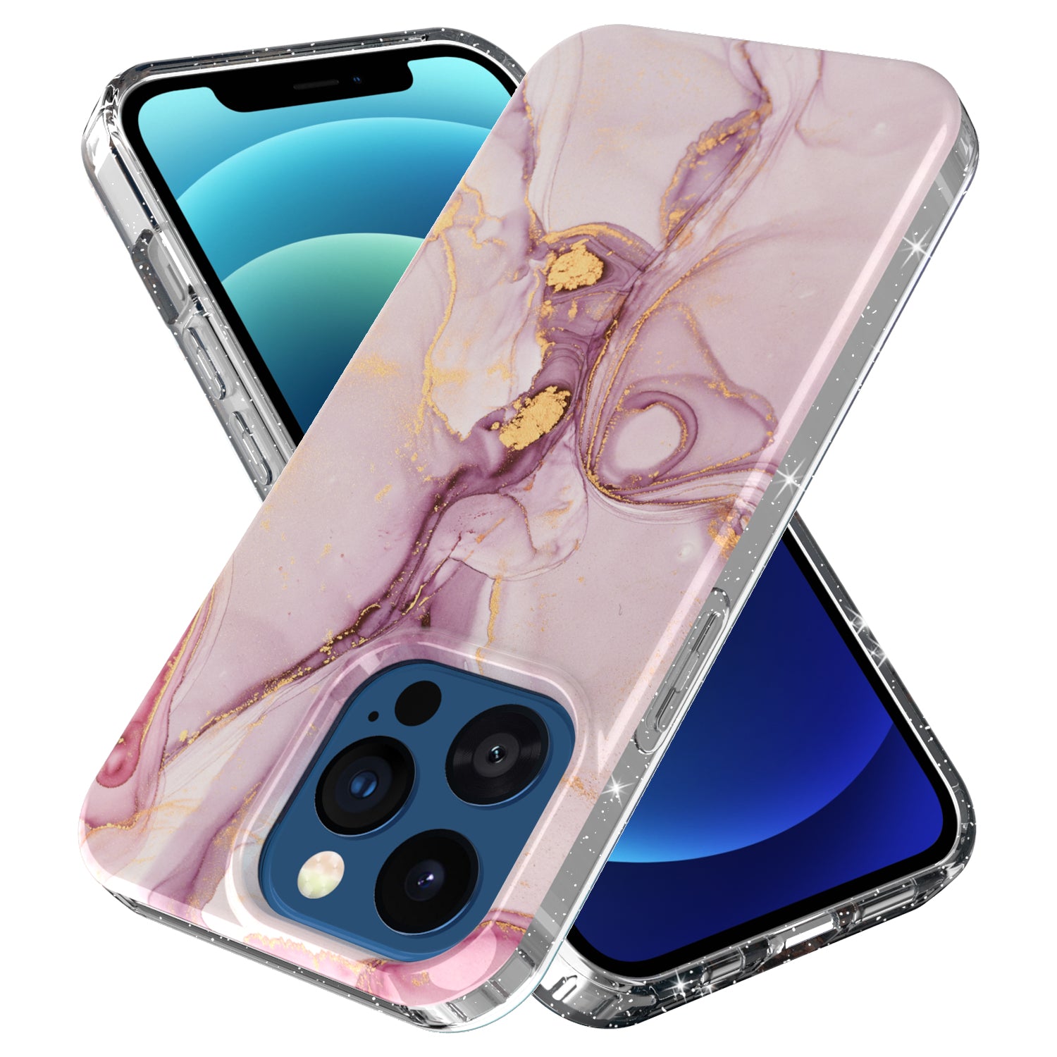GW18 IMD Glittering Power Marble Pattern Full-Coverage Cell Phone Case for iPhone 13 Pro 6.1 inch