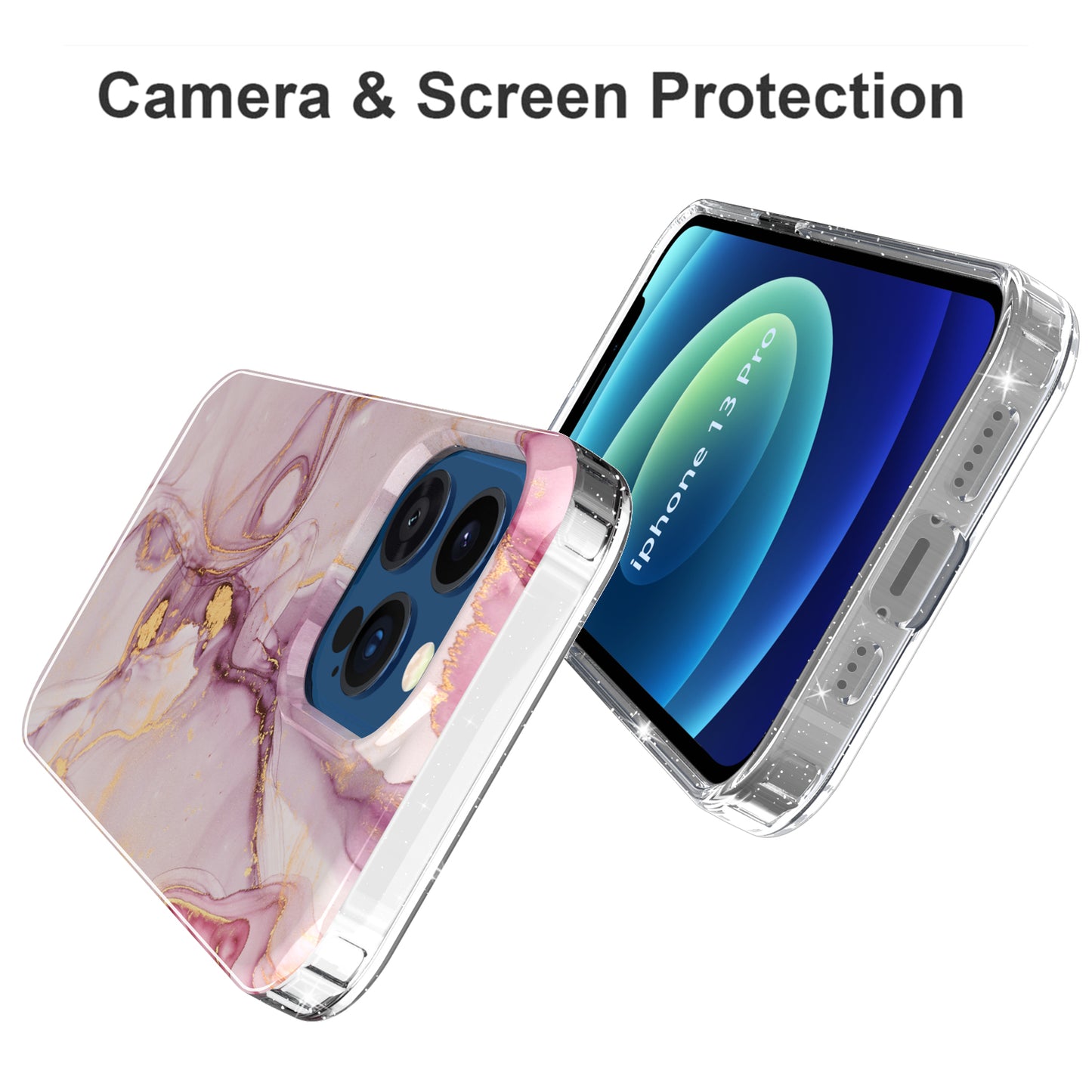 GW18 IMD Glittering Power Marble Pattern Full-Coverage Cell Phone Case for iPhone 13 Pro 6.1 inch