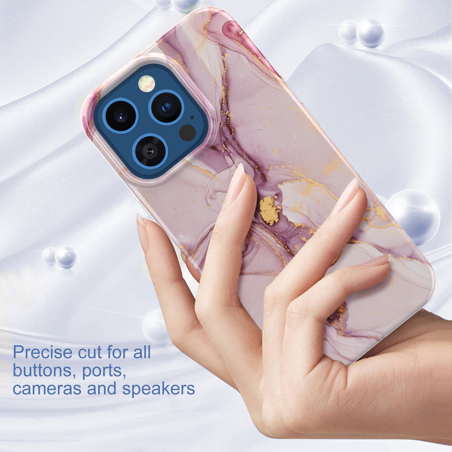 GW18 IMD Glittering Power Marble Pattern Full-Coverage Cell Phone Case for iPhone 13 Pro 6.1 inch