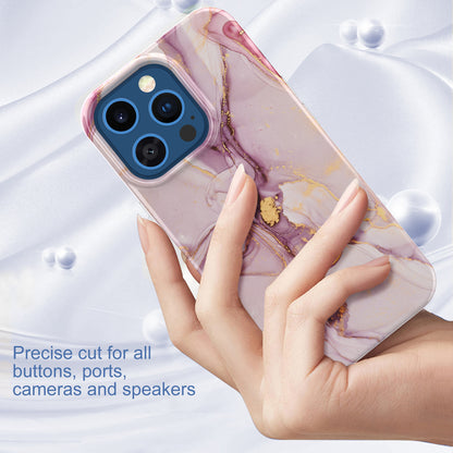 GW18 IMD Glittering Power Marble Pattern Full-Coverage Cell Phone Case for iPhone 13 Pro 6.1 inch