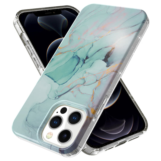 GW18 IMD Glittering Power Marble Pattern Cell Phone Case for iPhone 13 Pro Max 6.7 inch