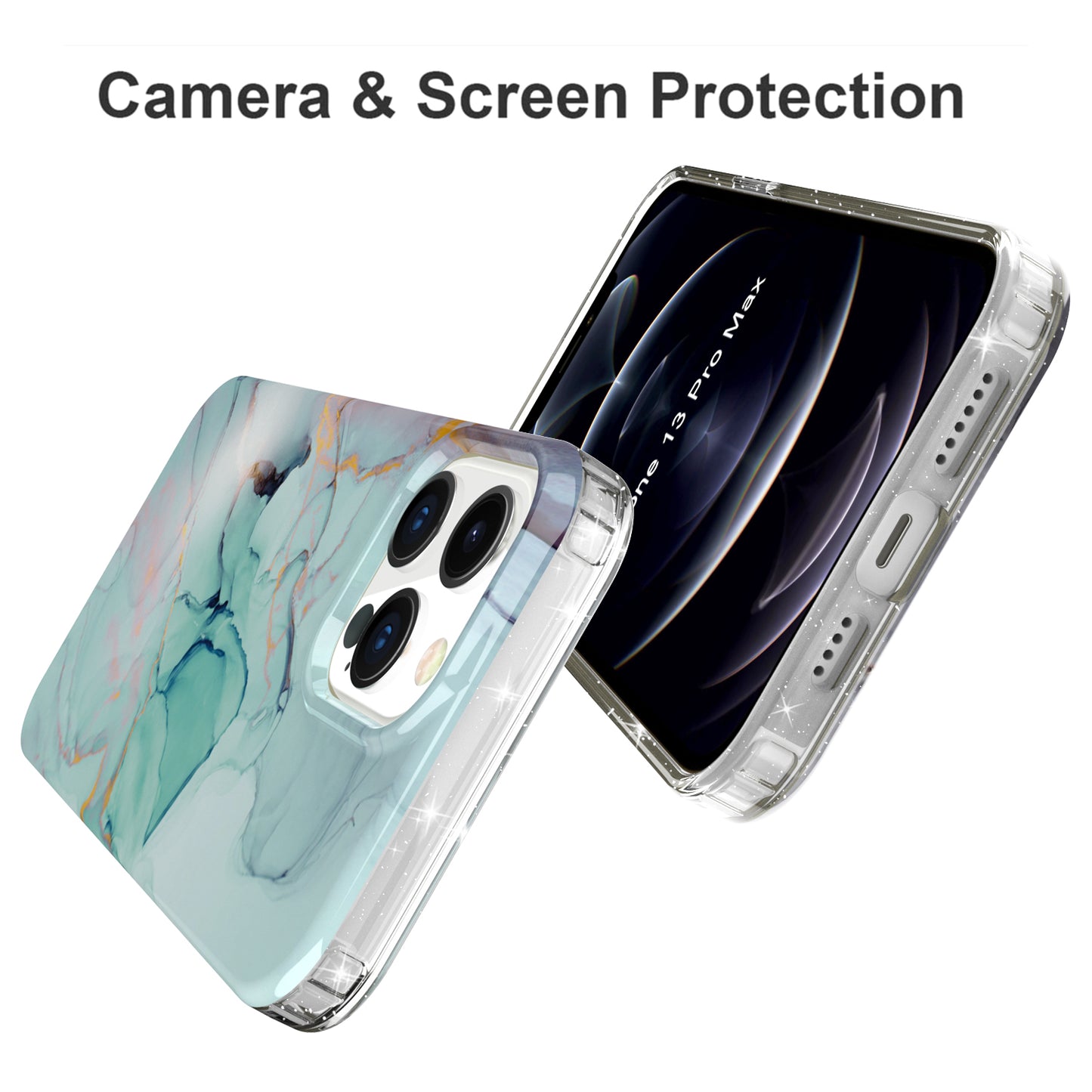 GW18 IMD Glittering Power Marble Pattern Cell Phone Case for iPhone 13 Pro Max 6.7 inch