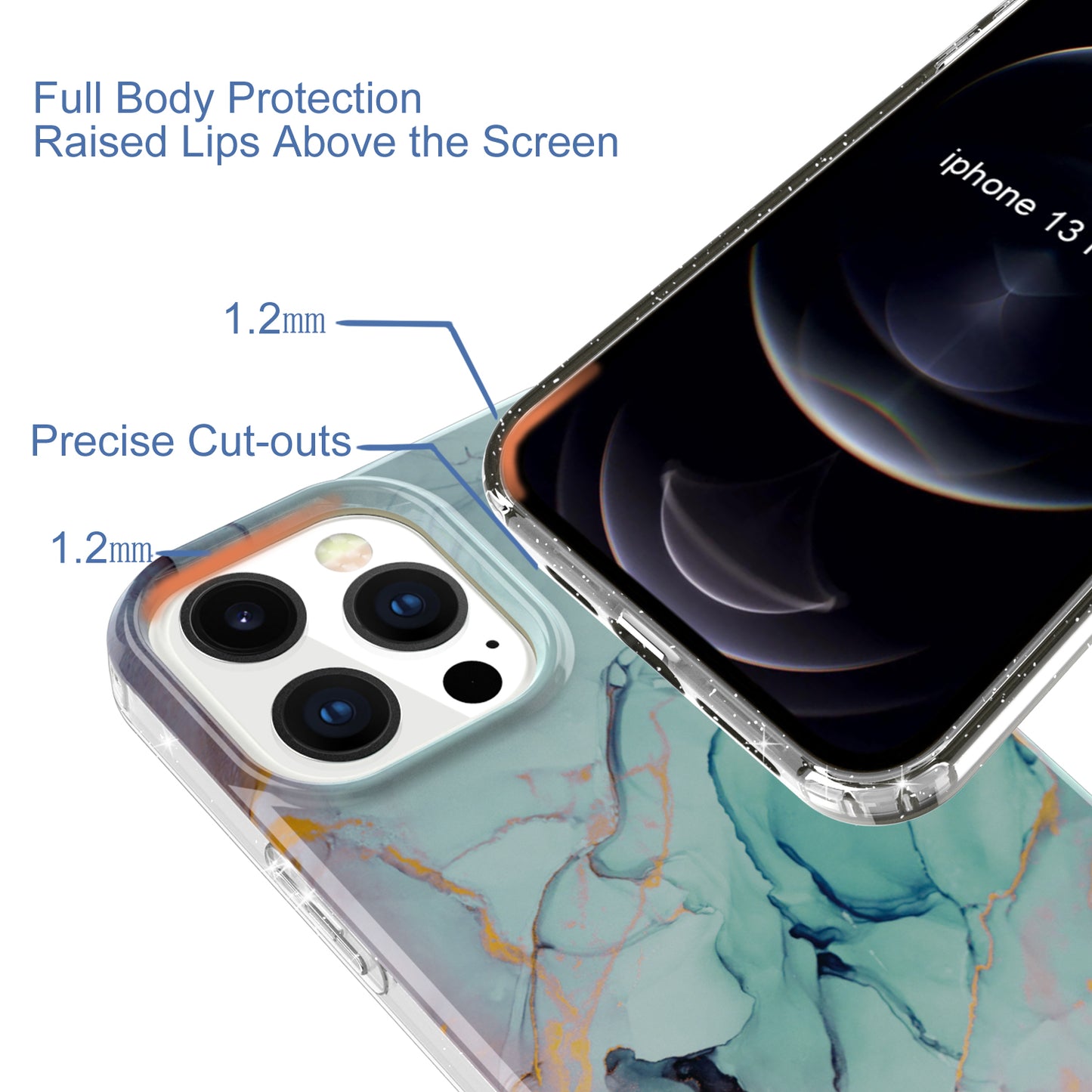 GW18 IMD Glittering Power Marble Pattern Cell Phone Case for iPhone 13 Pro Max 6.7 inch