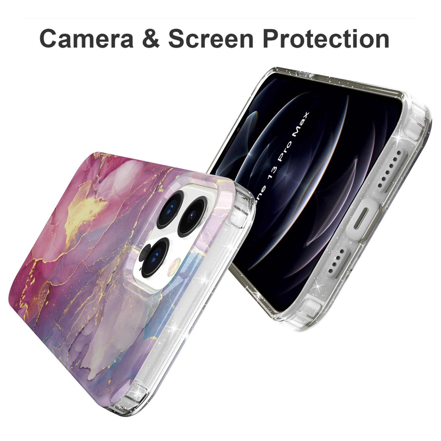GW18 IMD Glittering Power Marble Pattern Cell Phone Case for iPhone 13 Pro Max 6.7 inch