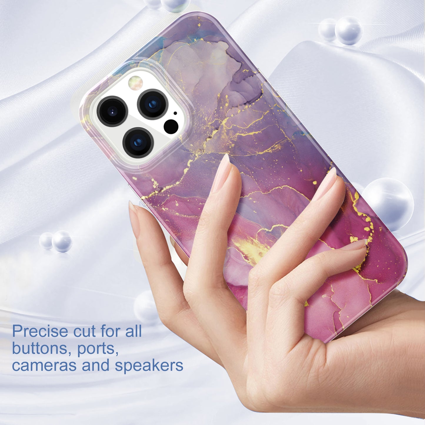 GW18 IMD Glittering Power Marble Pattern Cell Phone Case for iPhone 13 Pro Max 6.7 inch
