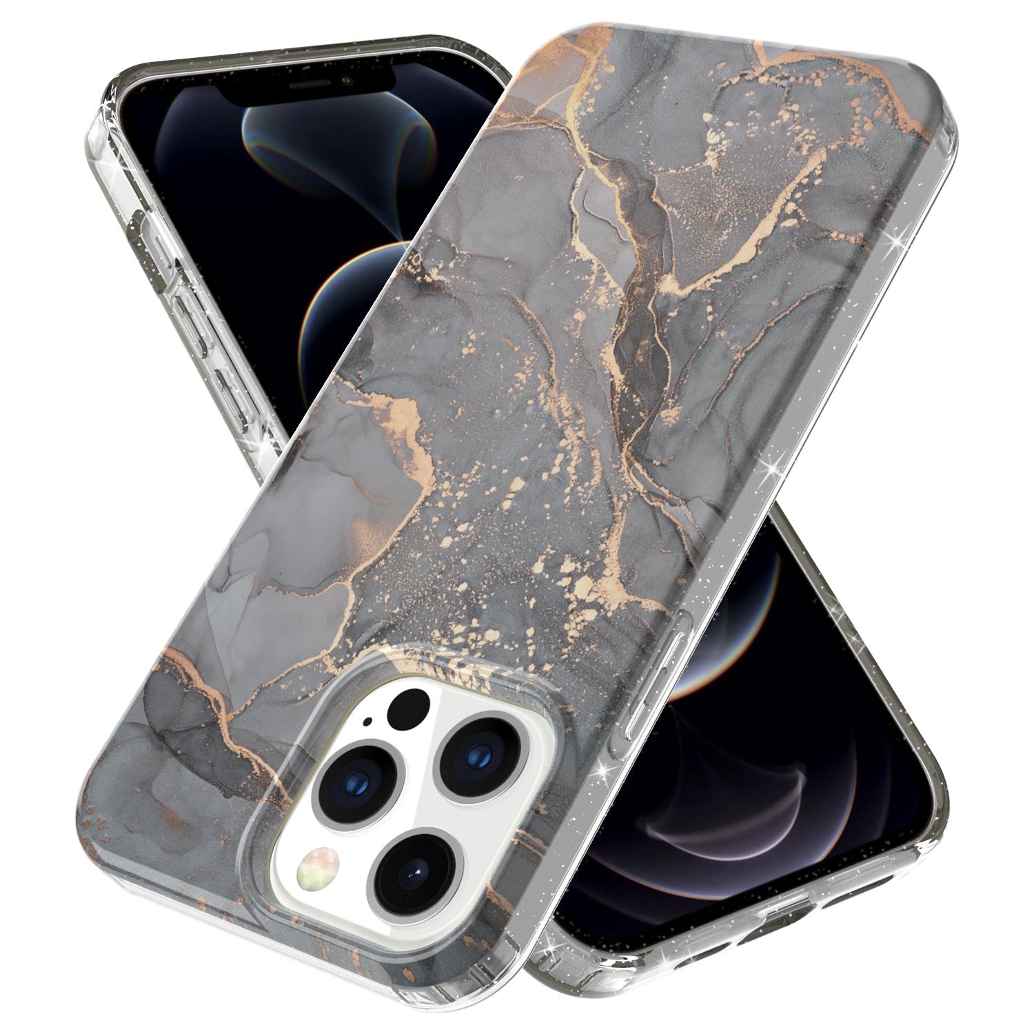 GW18 IMD Glittering Power Marble Pattern Cell Phone Case for iPhone 13 Pro Max 6.7 inch