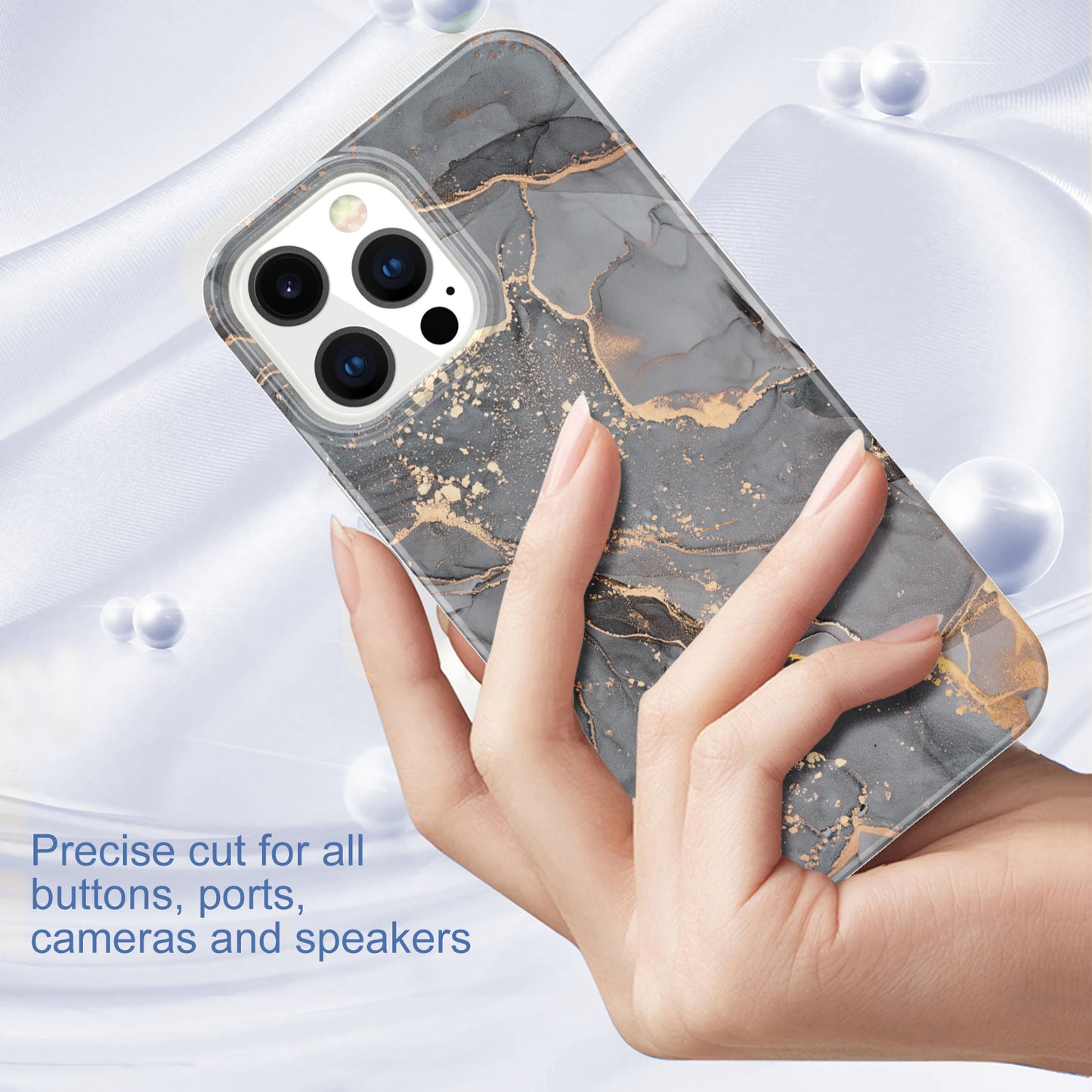 GW18 IMD Glittering Power Marble Pattern Cell Phone Case for iPhone 13 Pro Max 6.7 inch