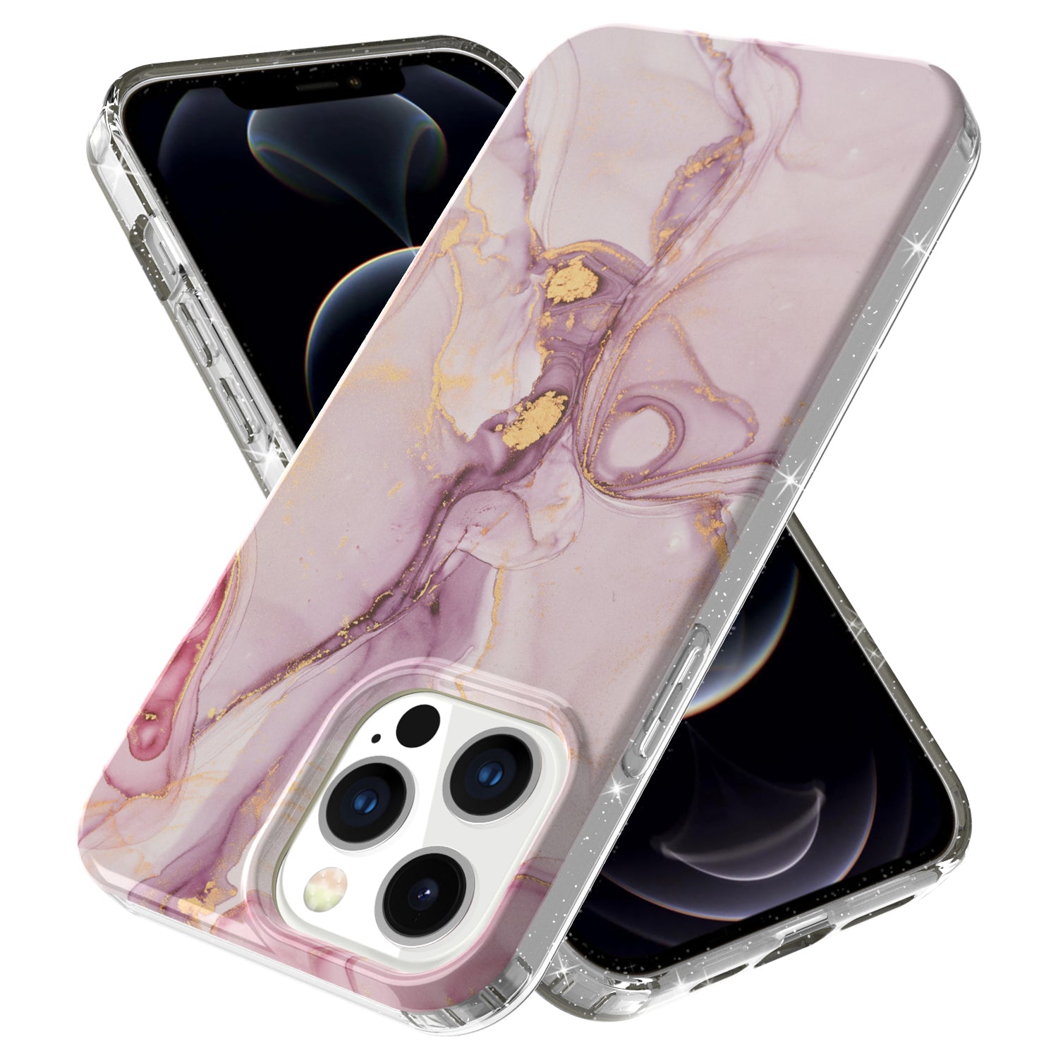 GW18 IMD Glittering Power Marble Pattern Cell Phone Case for iPhone 13 Pro Max 6.7 inch