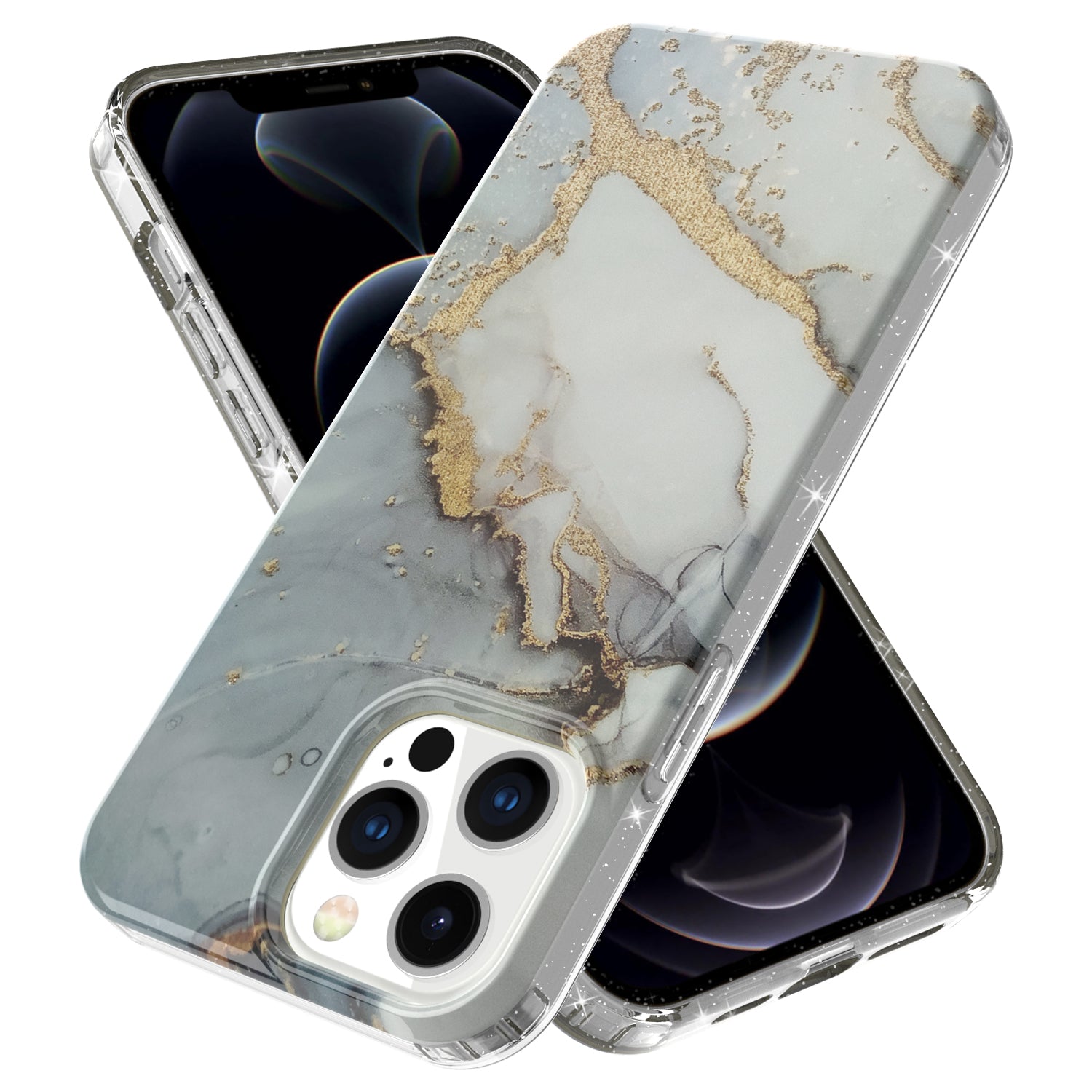GW18 IMD Glittering Power Marble Pattern Cell Phone Case for iPhone 13 Pro Max 6.7 inch