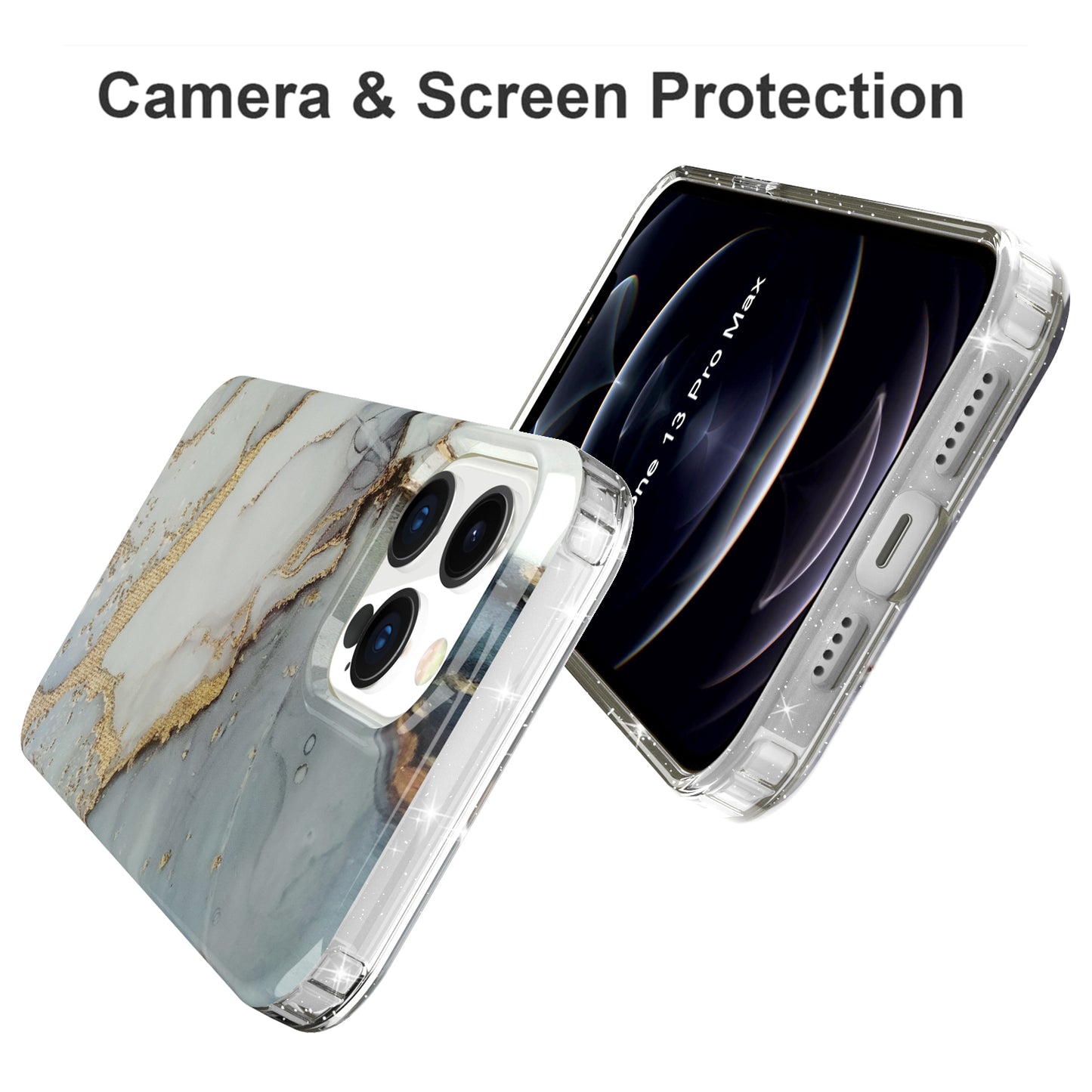 GW18 IMD Glittering Power Marble Pattern Cell Phone Case for iPhone 13 Pro Max 6.7 inch