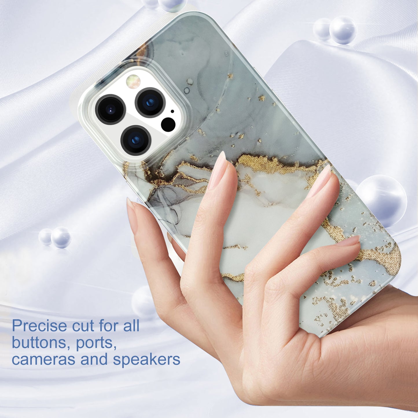 GW18 IMD Glittering Power Marble Pattern Cell Phone Case for iPhone 13 Pro Max 6.7 inch