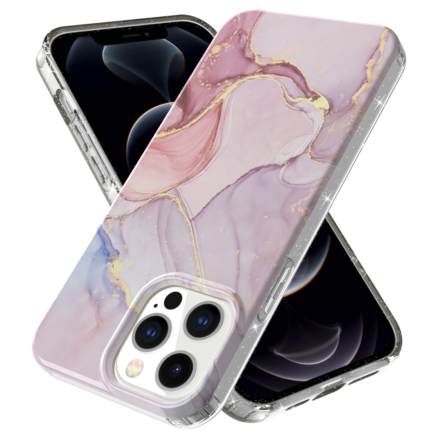 GW18 IMD Glittering Power Marble Pattern Cell Phone Case for iPhone 13 Pro Max 6.7 inch