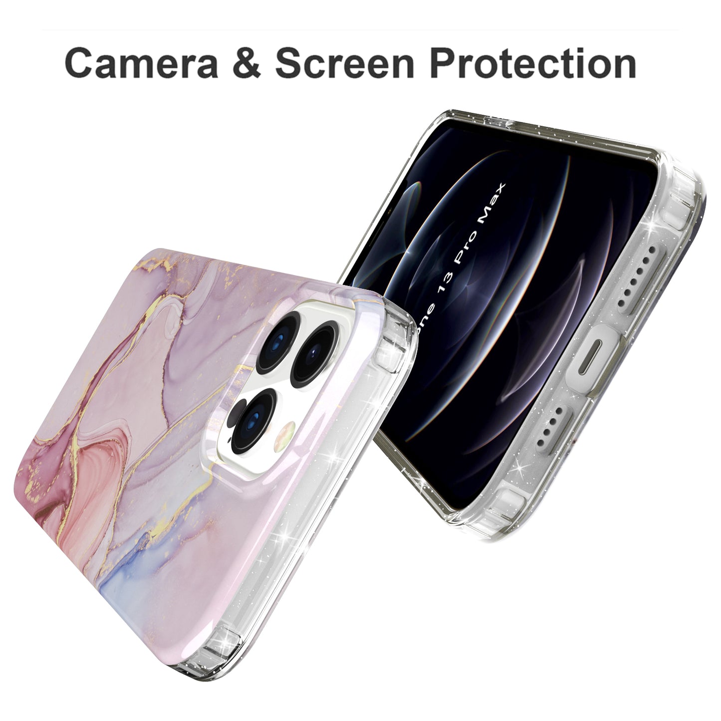 GW18 IMD Glittering Power Marble Pattern Cell Phone Case for iPhone 13 Pro Max 6.7 inch